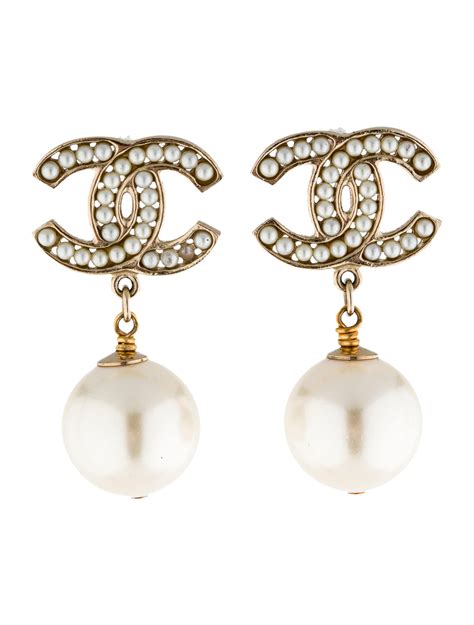 cc chanel pearl earrings|chanel cc earrings price.